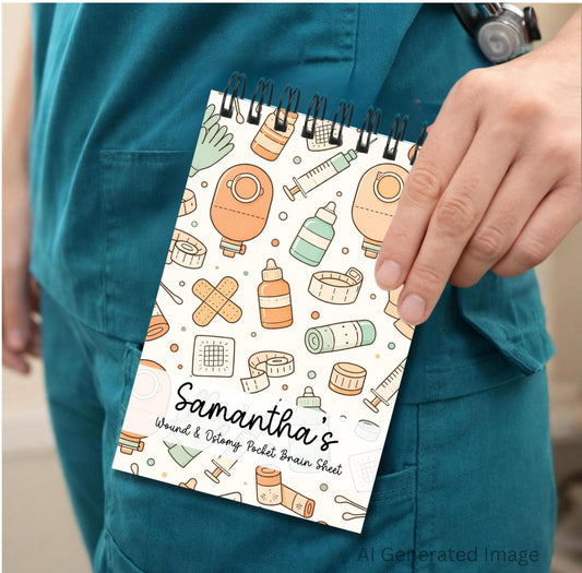 Wound & Ostomy Care Pocket Brain Sheet Notepad | WOC Nurse Clinical Notes | Wound Assessment Pocket Notebook | 4x6 Wound Care Workflow Pad