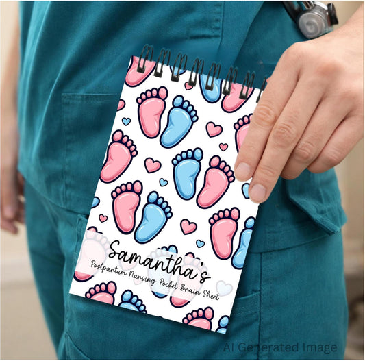 Obstetrics Nurse Pocket Brain Sheet Notepad | Mother Baby Clinical Workflow Pad | 4x6 Maternity Shift Notes L&D OBGYN Nursing Pocket Guide