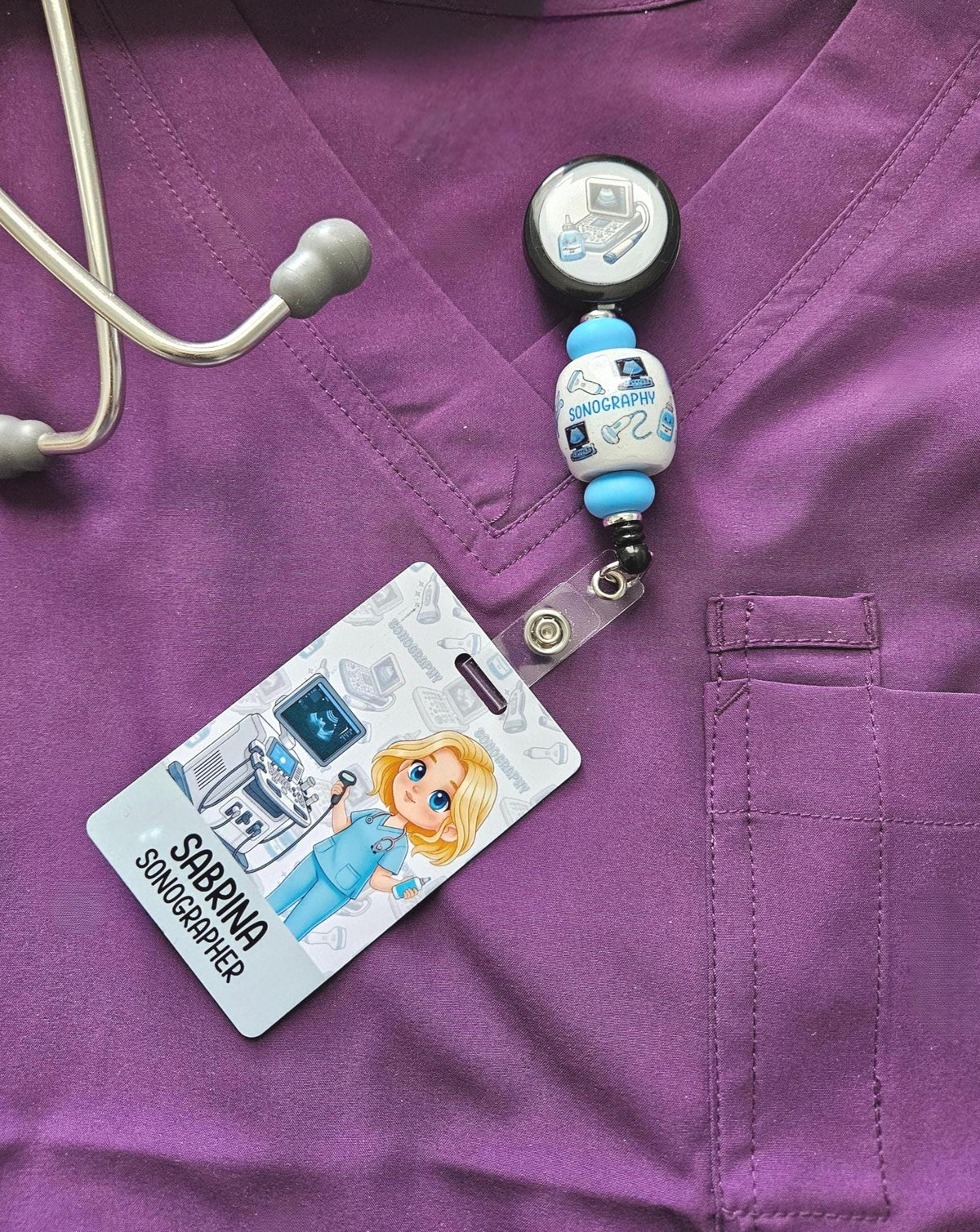 Reversible Ultrasound Tech Badge Buddy – ID for Diagnostic Imaging Professionals – OB / Radiology Technician Gift Badge Holder Sonographer