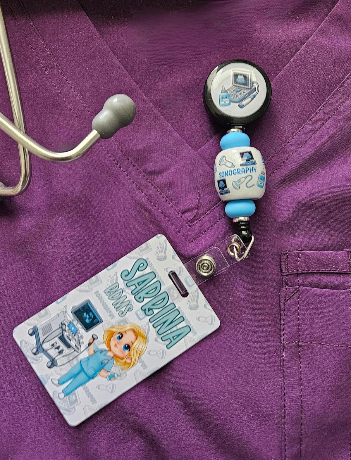 Reversible Ultrasound Tech Badge Buddy – ID for Diagnostic Imaging Professionals – OB / Radiology Technician Gift Badge Holder Sonographer