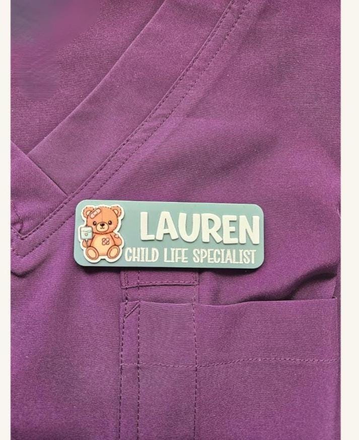Personalized Acrylic Name Tag | Medical Staff ID Accessory | Magnetic or Pin Back Acrylic Teacher Name Plate Work Name Tag Nurse Name Badge
