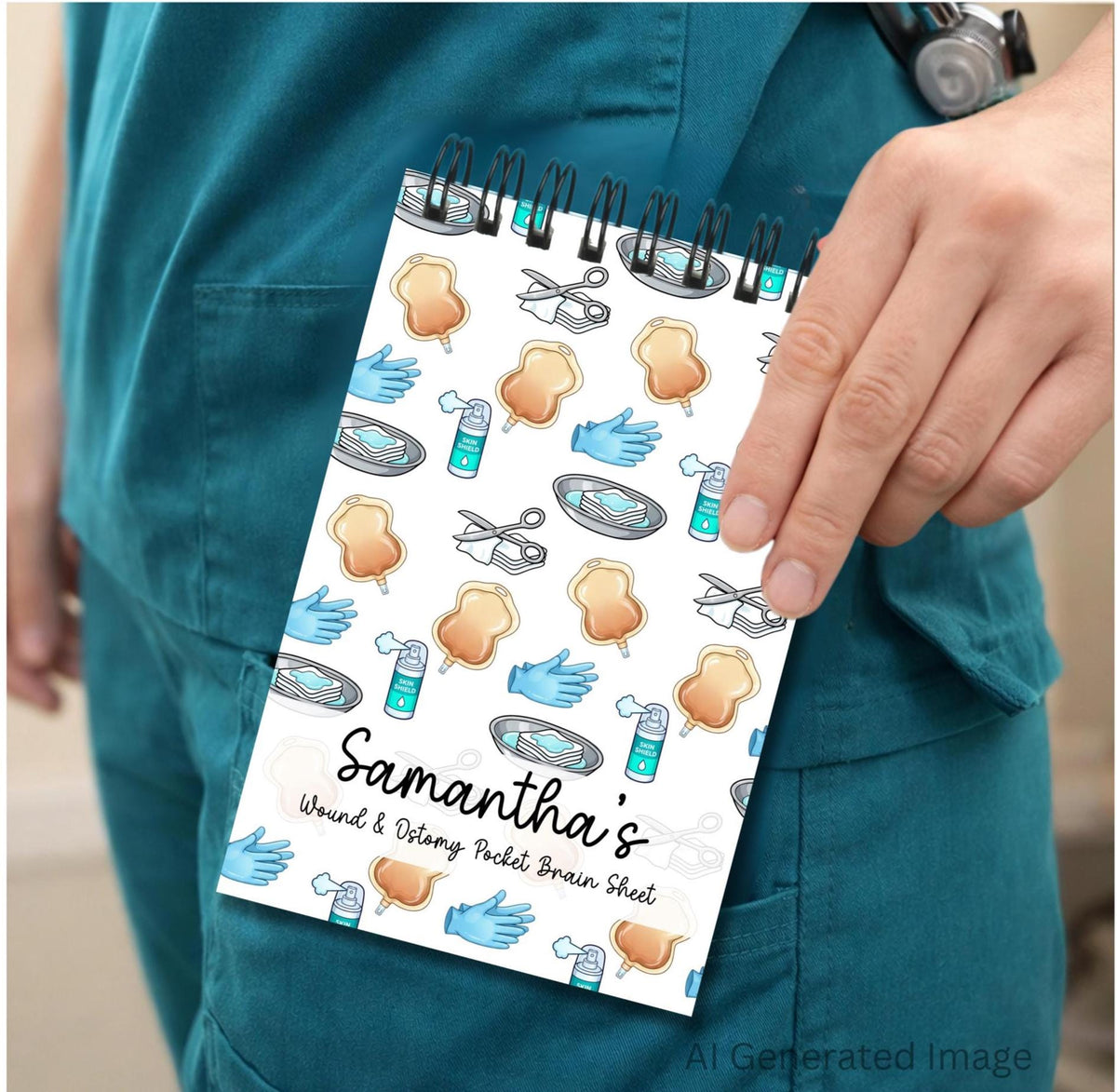 Wound & Ostomy Care Pocket Brain Sheet Notepad | WOC Nurse Clinical Notes | Wound Assessment Pocket Notebook | 4x6 Wound Care Workflow Pad