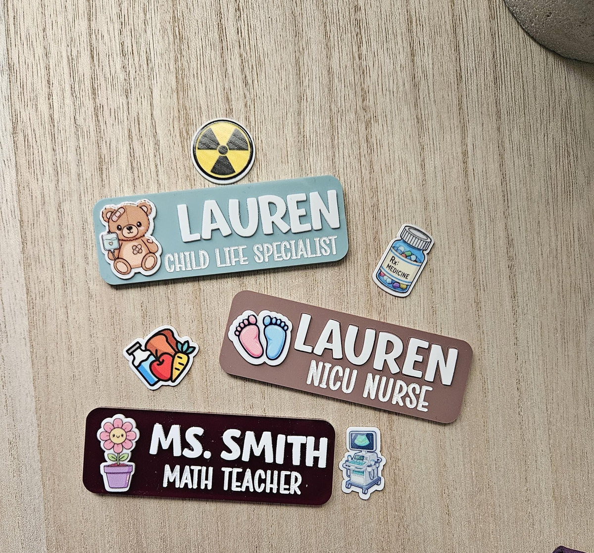 Personalized Acrylic Name Tag | Medical Staff ID Accessory | Magnetic or Pin Back Acrylic Teacher Name Plate Work Name Tag Nurse Name Badge