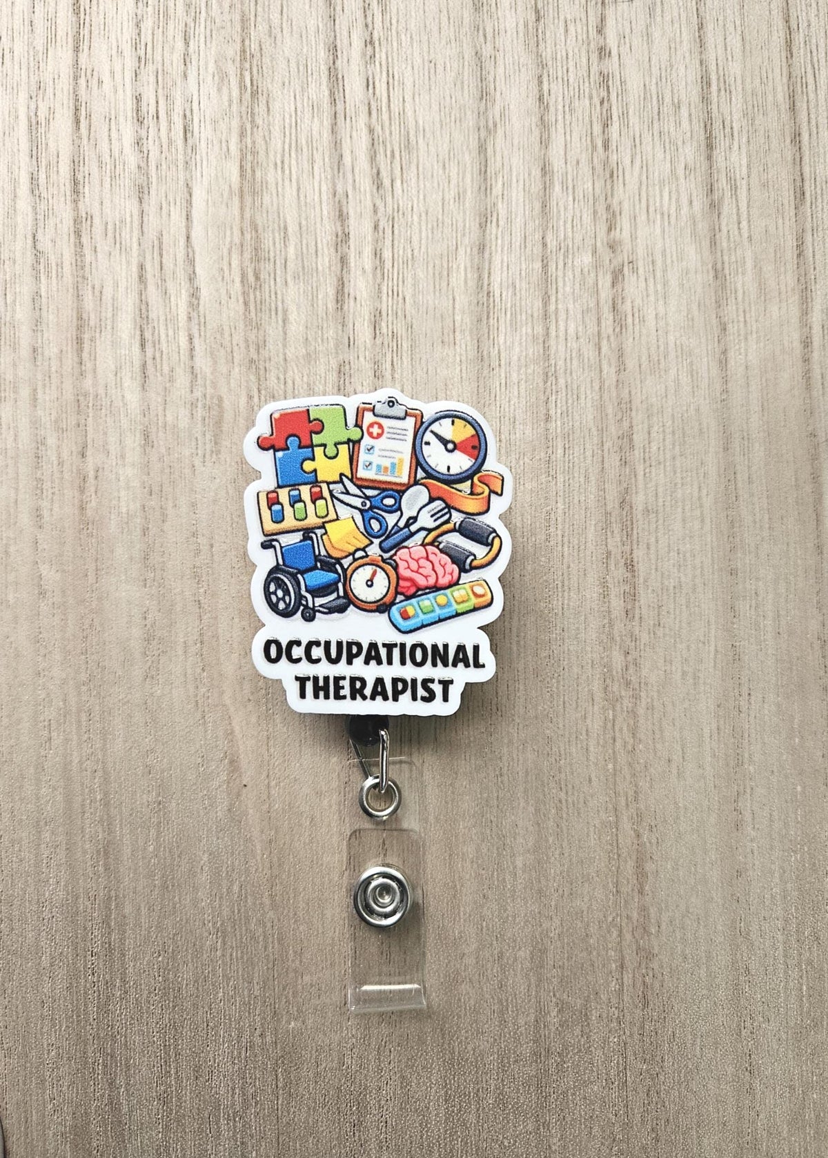 Acrylic Occupational Therapist Badge Reel, Retractable OT ID Holder, Occupational Therapy Clinical Tags Healthcare