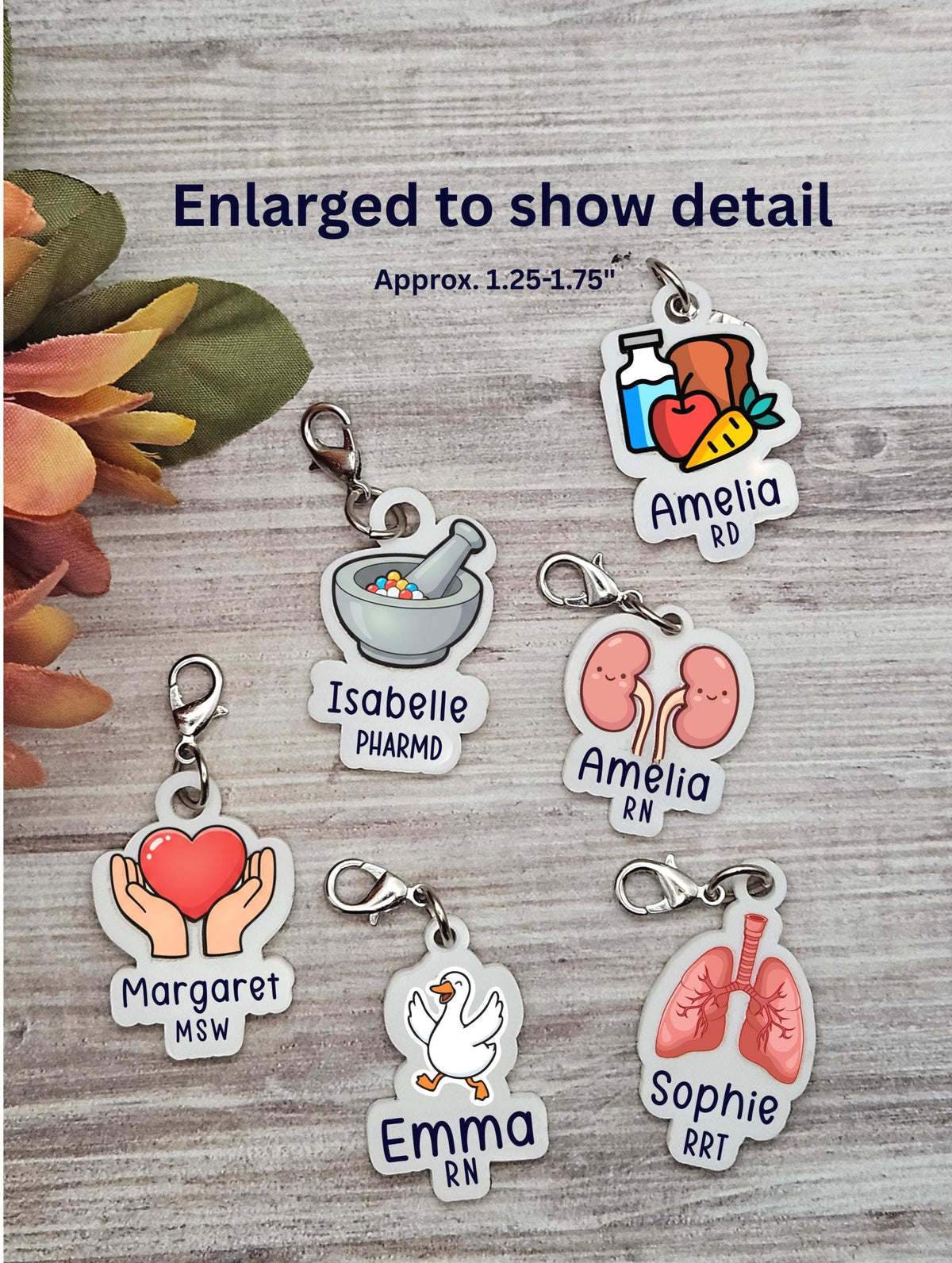 Personalized Badge Reel Charm | Custom Acrylic Name Charm | Nurse, Teacher, Pharmacist, Respiratory Therapist Gift, Name ID Holder Accessory