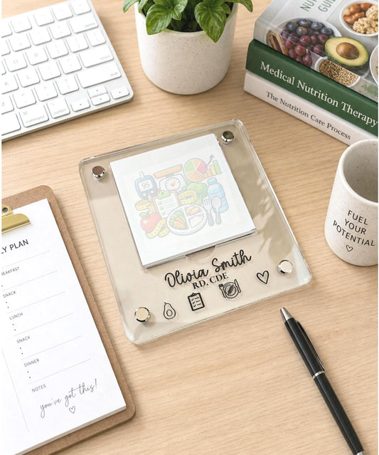 Personalized Registered Dietitian Acrylic Notepad Holder, Engraved Desk Note Station RD Notepad, Professional Desk Organizer Custom Office