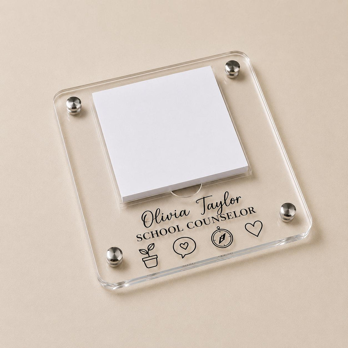 Personalized School Counselor Notepad Holder | Acrylic Desk Organizer | Custom Office Gift | Engraved Desk Accessory | Counselor Gift
