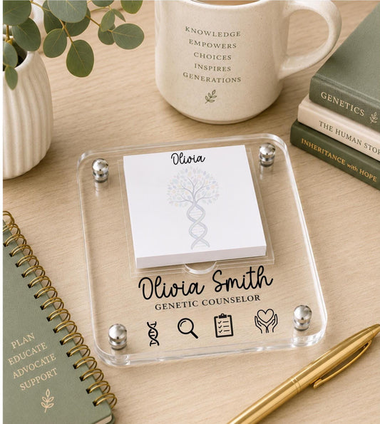Personalized Genetic Counselor Notepad Holder | Acrylic Desk Organizer | Custom Office Gift | Engraved Desk Accessory | GC Gift