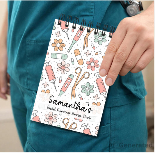 Pocket Nursing Brain Sheet Notebook 4x6 | Med Surg Nurse Report Pad | Clinical Shift Log | Nursing Student Organizer | New Grad Nurse Gift