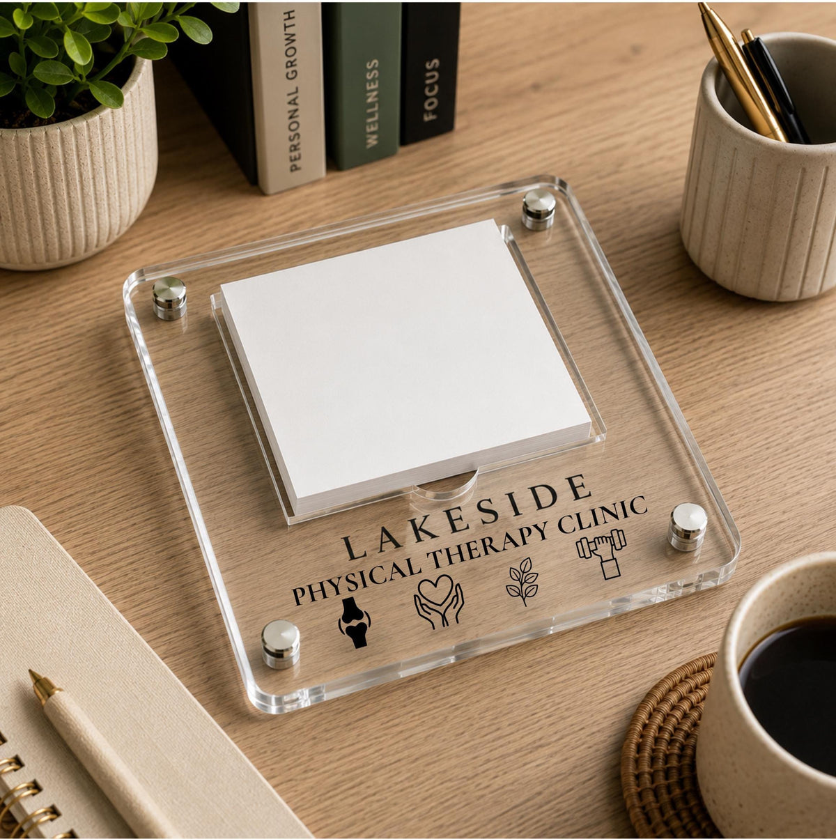 Personalized Physical Therapy Notepad Holder, Acrylic PT Desk Notepad Holder, Custom Physical Therapy Clinic Desk Accessory Physiotherapist