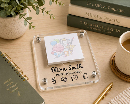 Personalized Psychiatry Notepad Holder | Acrylic Desk Organizer | Therapist Note Office Gift | Engraved Desk Accessory | Custom Office Decor