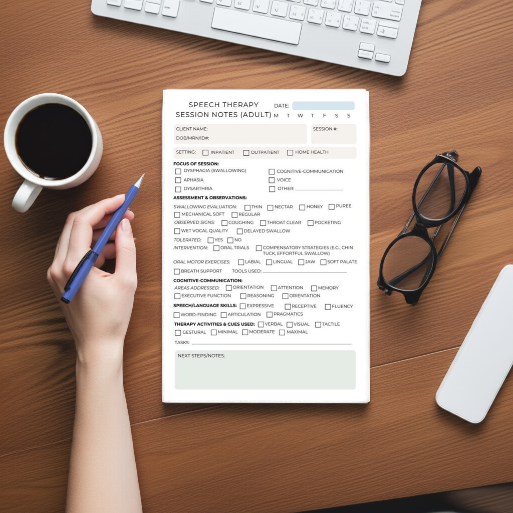 Adult SLP Session Notes Notepad – Speech Therapy Documentation Pad for Adult Patients Speech Language Pathologist Supplies Notepad SLP note